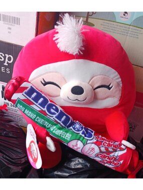 Zuru Snackles Amy Sloth 14" Plush Holding Mentos Candy Cane Winter Christmas NWT